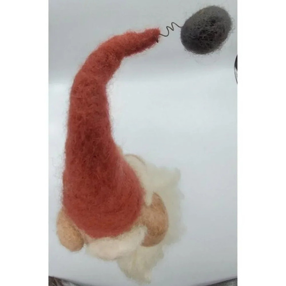 Needle Felted Man or Santa ? Beard & Hat DETAILED Tree Topper Table Decor - Picture 7 of 9